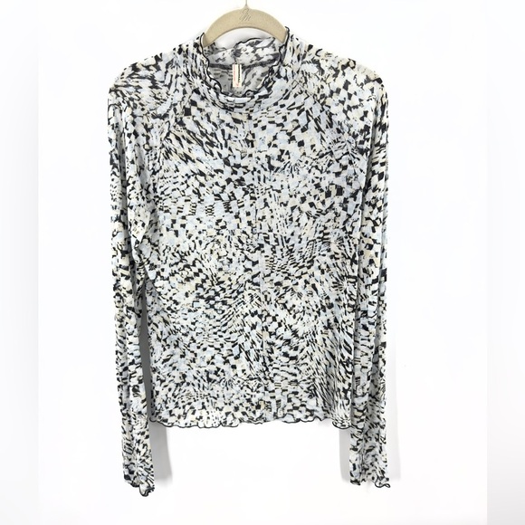 Free People Movement High Jump Top Womens Large Semi Sheer Boho Stretch Indie - Picture 3 of 13